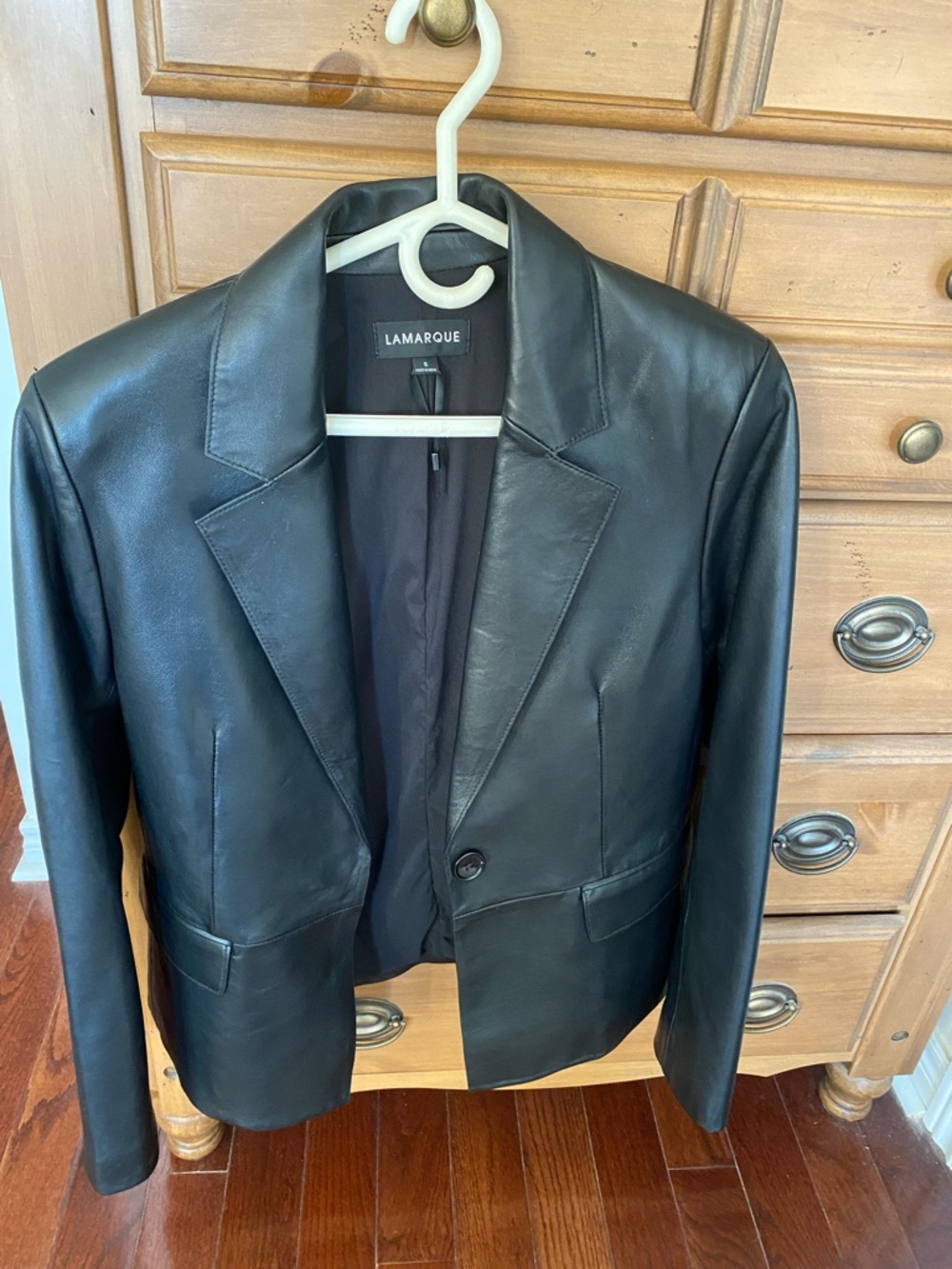 Lamarque Black Leather Blazer Jacket